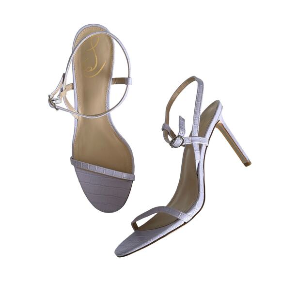 Sam Edelman Doran Misty Lilac Crocodile Strappy Heel Stiletto Sandal Size 9 - Picture 1 of 8